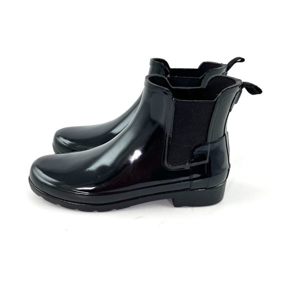 New Hunter Black Rubber Ankle Rain Boots 38 7 - Picture 3 of 11